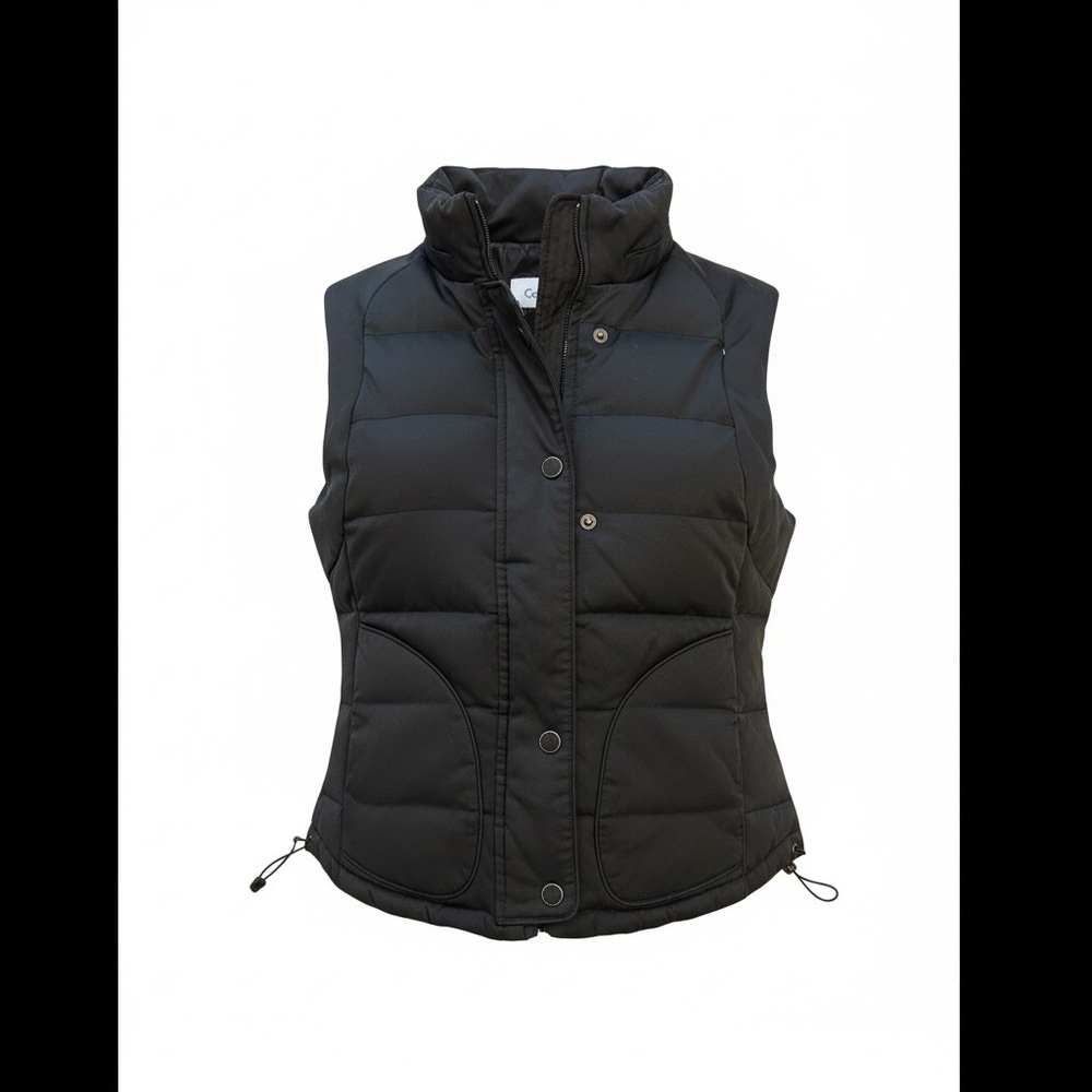 Calvin Klein Black Down Quilted Vest with High Collar, Vintage, Y2K